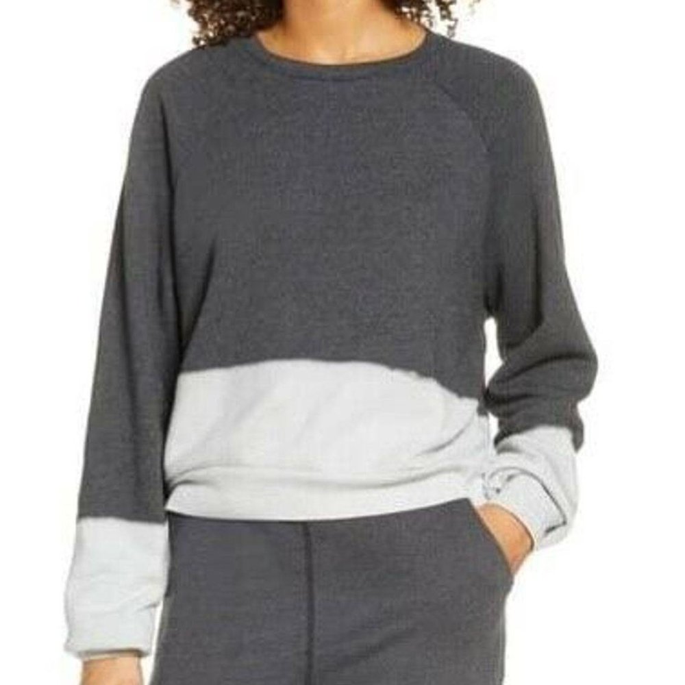 Zella Dip Dye Sweatshirt Grey Forged Medium NWT